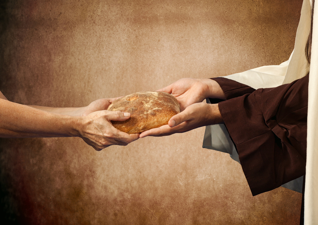 Jesus Gives the Bread to a Beggar